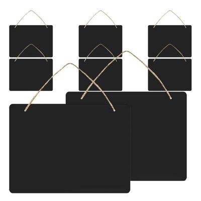 STOBAZA 8pcs Decorative Wooden Blackboard Hanging Ropes Double-Sided Message Board for Crafting Pricing Tags and Home Decor for Shops Weddings and Events