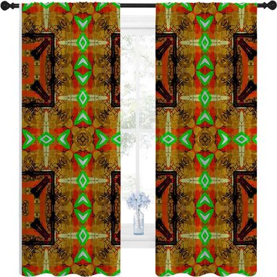 Abstract Retro Grommet Curtain Panels Rod Pocket Insulated Window Coverings Soundproofing Blanket 63inch Width by 80inch Length