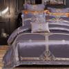 SKipdr Satin Jacquard Four-Piece Bedding Set Quilt Cover Curry Purple Bed Linings (Color : D, Size : 220 * 240cm) view 3