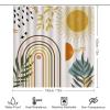 FBMLBRB Brebasf Watercolor Boho Style Sun 4 Pcs Waterproof Shower Curtain Set,Modern Spring Green Leaves Geometric Lines Sun with Waterproof Toilet Cover Shower Mat Rugs view 2