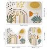 FBMLBRB Brebasf Watercolor Boho Style Sun 4 Pcs Waterproof Shower Curtain Set,Modern Spring Green Leaves Geometric Lines Sun with Waterproof Toilet Cover Shower Mat Rugs view 3