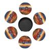 Arches National Park Set of 6 Drink Coasters with Holder Leather Coasters Tabletop Protection Cup Mat for Bar Decorate Cup pad for Coffee Table Kitchen Dining Room view 4