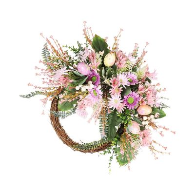 Amosfun Door Wreath Ornaments 20 Inch Artificial Chrysanthemum Wreath Welcome Grapevine Flower Wedding Party Wall Window Decor