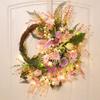 Amosfun Door Wreath Ornaments 20 Inch Artificial Chrysanthemum Wreath Welcome Grapevine Flower Wedding Party Wall Window Decor view 3