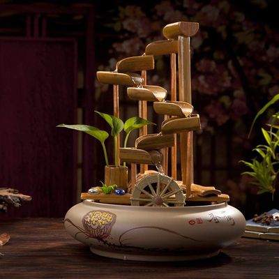 UNbit Ceramic Bamboo Water Fountain Decoration,Creative Home Decor Ornaments,Indoor Outdoor Garden Sculpture Crafts C 32x42cm Fountain (Color : A, Size : 24x42cm)