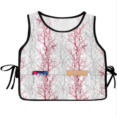 Gradation Grey Cobbler Aprons with 2 Large Pockets for Men Women, Unisex Cobbler Smock Apron for Adults Chef Clothing Protector for Cooking Cleaning 20x31.5 (1pc) Abstract Tree Branch Forest Rose Red