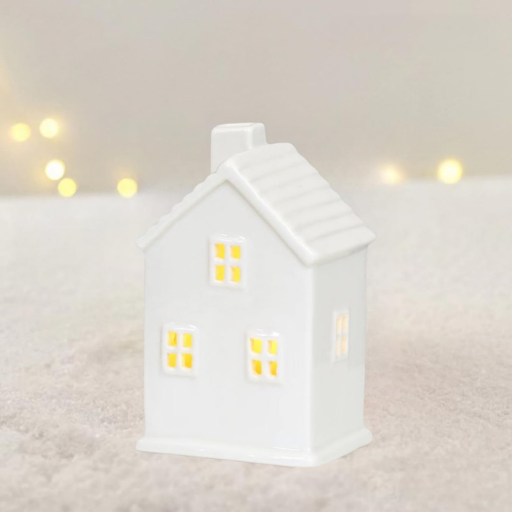 Ceramic Houses and Villages Christmas Decorations Lndoor White Christmas Village Houses Ceramic Houses and Villages,White Ceramic Christmas Village Houses (L11)