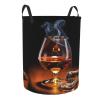 Cigar And Whiskey Laundry Basket,Collapsible Circular Laundry Hamper,Clothes Hamper For Bathroom Bedroom Dorm view 2