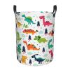 Colorful Dinosaurs Laundry Basket,Collapsible Circular Laundry Hamper,Clothes Hamper For Bathroom Bedroom Dorm view 1
