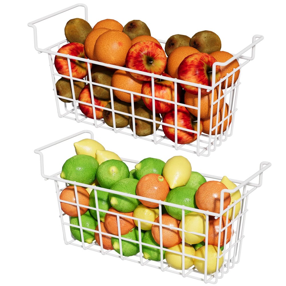 DPZM 17.5 inch 2Packs Chest Freezer Organizer Bins, Deep Freezer Basket with Hanging Handles, Freezer Baskets, Fridge Organizer bins, Metal Wire Storage Baskets