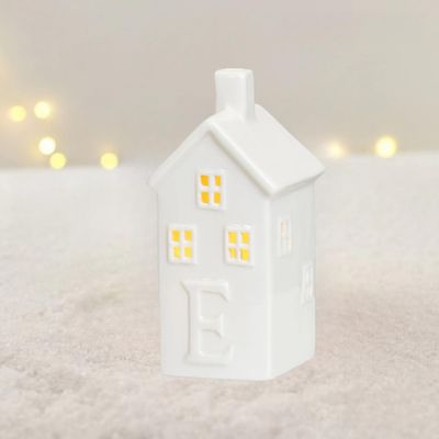 SUNKOX White Ceramic Christmas Village Houses Indoor Christmas Decorations (E11)