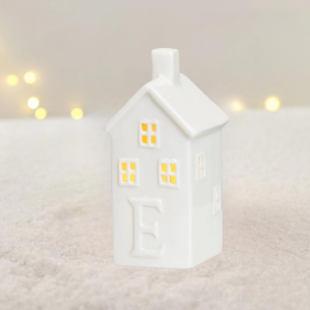 SUNKOX White Ceramic Christmas Village Houses Indoor Christmas Decorations (E11)