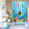 Lnond 4 Pcs Kids Bathroom Shower Curtain Set, Ocean Sea Turtle Bathroom Sets for Kids Bathroom Decoration with Shower Curtain, Non Slip Bathroom Rugs, Toilet Lid Cover, U Toilet Mat and 12 Hooks view 1