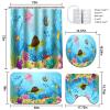 Lnond 4 Pcs Kids Bathroom Shower Curtain Set, Ocean Sea Turtle Bathroom Sets for Kids Bathroom Decoration with Shower Curtain, Non Slip Bathroom Rugs, Toilet Lid Cover, U Toilet Mat and 12 Hooks view 2