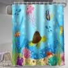 Lnond 4 Pcs Kids Bathroom Shower Curtain Set, Ocean Sea Turtle Bathroom Sets for Kids Bathroom Decoration with Shower Curtain, Non Slip Bathroom Rugs, Toilet Lid Cover, U Toilet Mat and 12 Hooks view 3