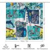 FBMLBRB Brebasf Rustic Cartoon Surfboard Bicycle 4 Pcs Waterproof Shower Curtain Set,Modern Tropical Sea Animal Dolphin Seahorse with Waterproof Toilet Cover Shower Mat Rugs view 2