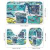 FBMLBRB Brebasf Rustic Cartoon Surfboard Bicycle 4 Pcs Waterproof Shower Curtain Set,Modern Tropical Sea Animal Dolphin Seahorse with Waterproof Toilet Cover Shower Mat Rugs view 3