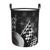 Checkered Flag Racing Laundry Basket,Collapsible Circular Laundry Hamper,Clothes Hamper For Bathroom Bedroom Dorm view 1