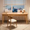 RUNNUP Modern Wood Writing Desk with 2 Drawers 39.5" Home Office Desk Simple Study Desk for Small Spaces, Without Chairs Natural view 4