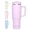 EALGRO 40 oz Tumbler with Handle, Insulated Tumblers with Lid and Straw, Large Metal Sports Water Bottle Jug, Thermal Stainless Steel Travel Coffee Mug Cup, Lavender view 1