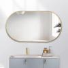 Wall Mounted Mirror, 36x18 Oval Bathroom Mirror, Gold Vanity Wall Mirror w/Stainless Steel Metal Frame & Pre-Set Hooks for Vertical & Horizontal Hang, Ideal for Bedroom, Bathroom view 1