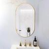 Wall Mounted Mirror, 36x18 Oval Bathroom Mirror, Gold Vanity Wall Mirror w/Stainless Steel Metal Frame & Pre-Set Hooks for Vertical & Horizontal Hang, Ideal for Bedroom, Bathroom view 4