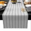 Falaniique Geometric Black Table Runner 108 Inches Long, Cotton Linen Kitchen Dinner Table Runners, Burlap Tablerunner for Dresser/Dining/Party/Wedding, Solid Modern Abstract Contemporary view 1
