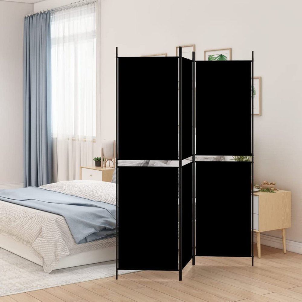 Gecheer Room Divider, 3-Panel Fabric Screen, 59.1inx78.7in, Black, Foldable Design, for Bedroom, Office, and Window