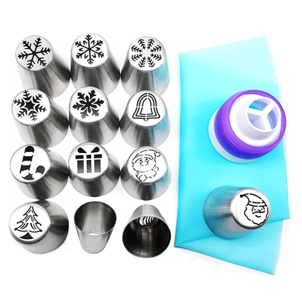 Cake Piping Nozzles Christmas Russian Piping Tips And Converter Set Cupcake Cookies Icing Dispensers Decorating Icing Nozzles