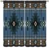 Aztec Curtains,Southwestern Native Tribal Navajo American Ethnic Abstract Triangular Geometric Vintage Curtains,Bluege Curtains,Blue 42x45 Inch view 1