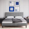 Molblly Full Size Bed Frame with Upholstered Headboard, Strong Frame, and Wooden Slats Support, Non-Slip and Noise-Free, No Box Spring Needed, Easy Assembly, Light Grey view 1