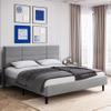 Molblly Full Size Bed Frame with Upholstered Headboard, Strong Frame, and Wooden Slats Support, Non-Slip and Noise-Free, No Box Spring Needed, Easy Assembly, Light Grey view 4