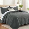 Lavsiry Dark Grey Oversized California Cal King Size Quilt Bedding Set with Pillow Shams, Summer Lightweight Bedspread Coverlet, Soft Quilted Blanket Thin Comforter for All Seasons view 1