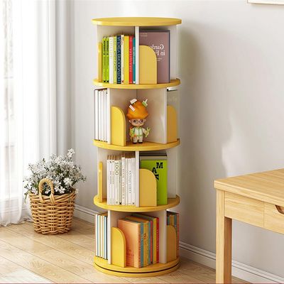 BKEKM Bookcase 3-tier/4-tier Floor Standing Book Shelf Standing Bookcase Wooden 360 Rotating Bookshelf for Home Office Book Shelf