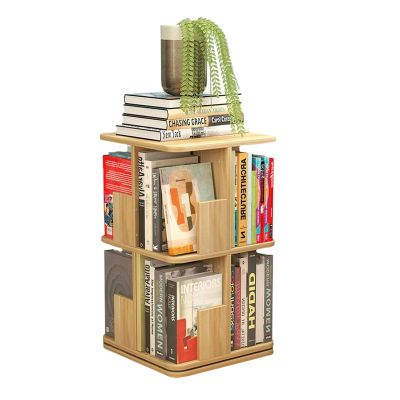 BKEKM Freestanding Bookcase Square Bookshelf Standing Bookcase 2-tier/3-tier/4-tier for Home Office Decor 360 Rotating Bookshelf