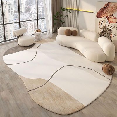 DAGIN Irregular Shape Area Rug, Non-Slip Washable Rug, Modern Abstract White Faux Wool Rugs for Living Room Bedroom Home Decor Rugs (Color : F, Size : 78x118in)