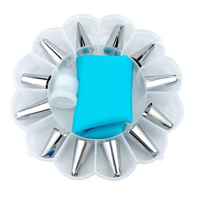 14pcs Cake Piping Nozzles Stainless Steel Piping Tips Dessert Decoration Cake Piping Shape Icing Dispensers Set