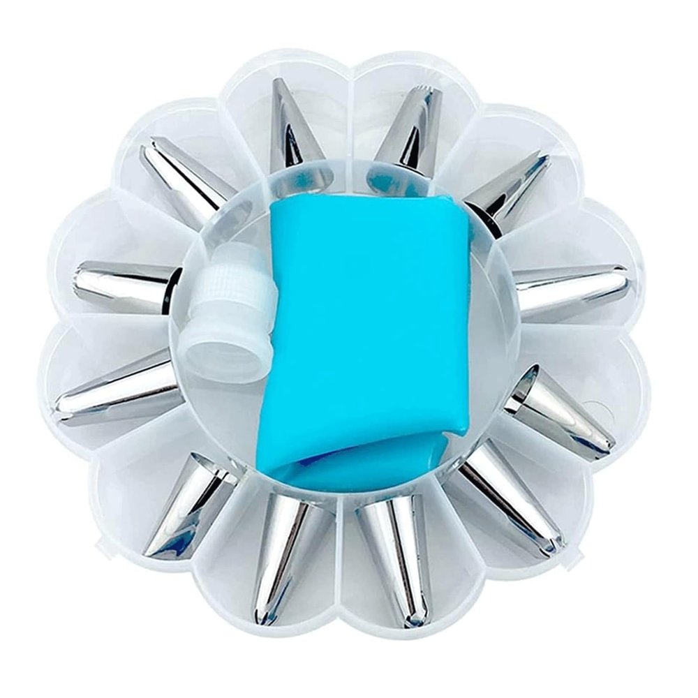 14pcs Cake Piping Nozzles Stainless Steel Piping Tips Dessert Decoration Cake Piping Shape Icing Dispensers Set