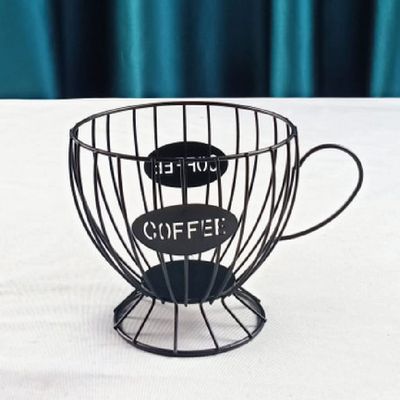 Coffee Capsule Storage Basket Coffee Cup Basket Coffee Bean Pod Organizer Family Cafe Hotel (Color : Golden) (Black )