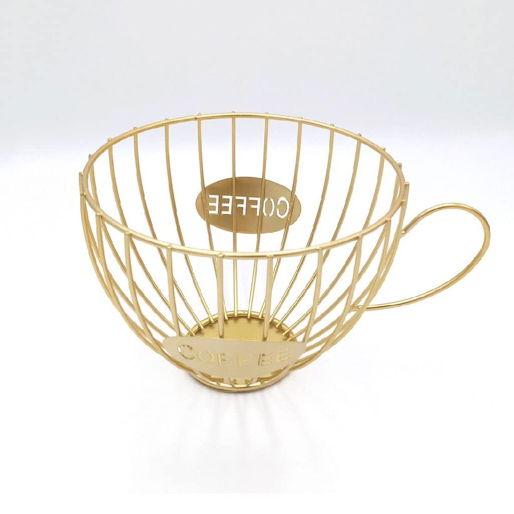 Coffee Capsules Storage Basket Creative Coffee Cups Coffee Bean Pod Organizer Family Cafe Hotel Accessories (Color : Gold) (Gold )