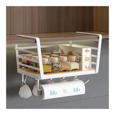 Dxcaicc Under Shelf Basket Kitchen Cabinet with Hooks,Kitchen Cabinet Organizer Storage,Hanging Basket Shelves,Large Capacity Undershelf Storage,Storage Rack for Kitchen,Bathroom,C