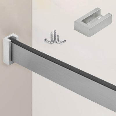 WDJBPSH Detachable Rectangular Closet Rod Hanging Bracket, Aluminum Alloy Garment Bar Support Kits for Wardrobe/Shoe Cabinet/Laundry, Wall Mounting Clothes Hanger (Color : Gray, Size : 120cm/47.2in)