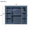 Bathroom Medicine Cabinet with Mirror, Wall Mounted Bathroom Storage Cabinet w/Mirror Door & 6 Open Shelves, Adjustable Shelves, Mirror Cabinet, Bathroom Wall Cabinet with Mirror, 35'' x 28'' Blue view 4