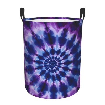 Purple Tie Dye Laundry Hamper,Portable Clothes Hampers,Storage Basket Toys Storage Organizer For Home Dorm