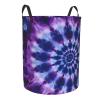 Purple Tie Dye Laundry Hamper,Portable Clothes Hampers,Storage Basket Toys Storage Organizer For Home Dorm view 2