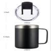 ALOUFEA 12oz Insulated Coffee Mug Cup with Handle, Stainless Steel Travel Coffee Mug with Flip Lid, Double Wall Vacuum Coffee Tumbler,Blush view 3
