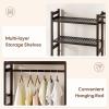 Cozivolife Over The Washer and Dryer Storage Shelf Bamboo,5 Tiers Laundry Room Drying Rack with Adjustable Shelves and 4 Hooks,Space Saver Organizer for Hanging Clothes and Towels (Brown) view 3