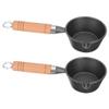 ABOOFAN 2pcs Mini Pot Set Cast Iron Sauce Pan Milk Warmer Pot Wood Handle Versatile Cooking Tool view 1