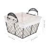 ABOOFAN Metal Wire Basket with Liner Farmhouse Home Storage Organizer Basket with Handle for Freezer Shelf, Cabinet, Pantry, Closets, Kitchen, Bathroom, Garage(Square) view 2