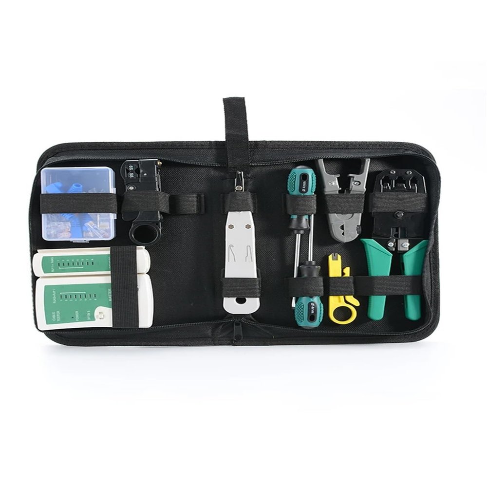 14pcs Network Repair Tool Kit LAN Tester RJ45 Crimping Pliers Portable Profesional Cable Tracker And Crimper Clamp with Bag